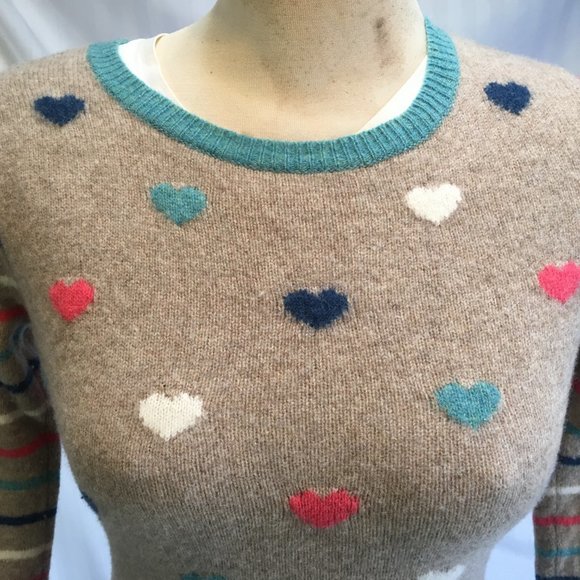 Telluride Clothing Co Stripe Heart Sweater Vintage Womens Sm Fine Merino Wool - Picture 3 of 13